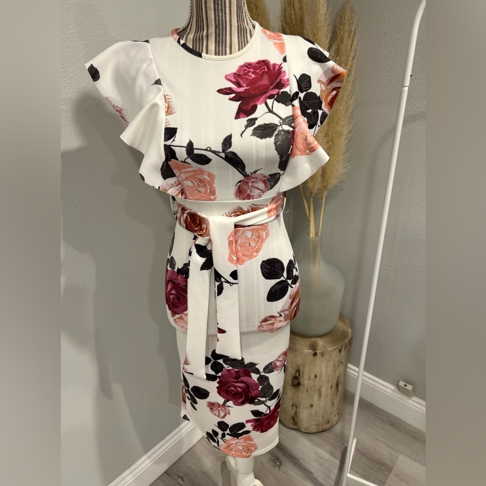 Floral dress with belt